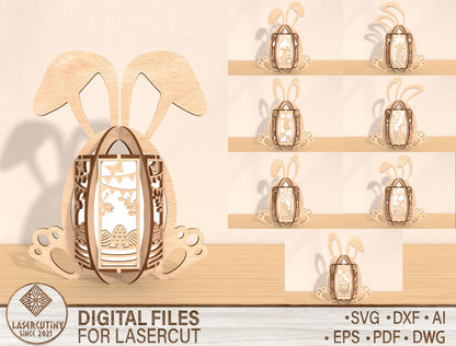 Easter Bunny Lantern SVG Bundle Ver3 Rabbit 8 Designs for LightBurn and xTool