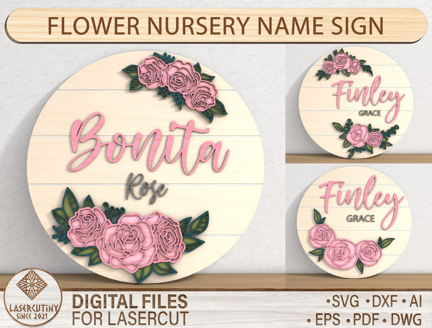 Flower Nursery Name SVG File for Glowforge and LightBurn