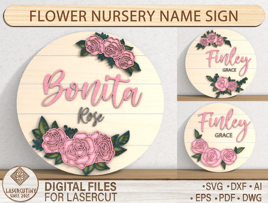 Flower Nursery Name SVG File for Glowforge and LightBurn