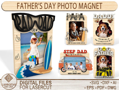 Father's Day Photo Magnet SVG Bundle Laser Cut File for xTool and Glowforge