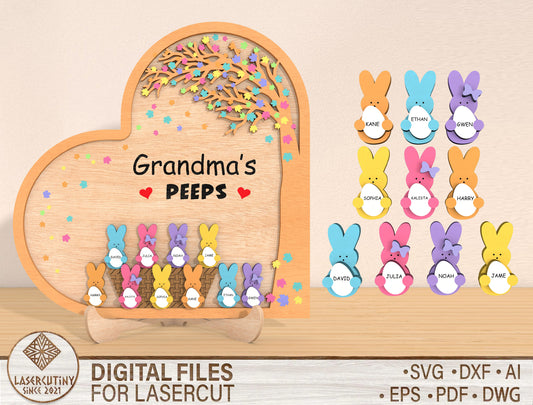 Personalized Easter Peeps Stand SVG Custom Bunny Display for Glowforge