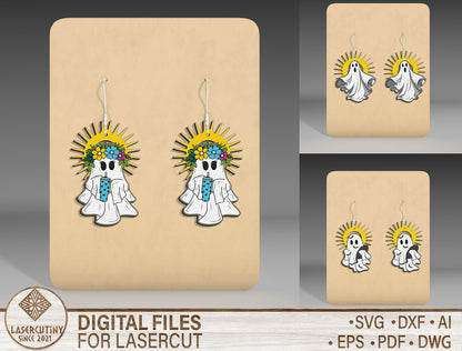 Halloween Halo Ghost Earrings SVG Bundle 3 Designs for xTool Glowforge LightBurn