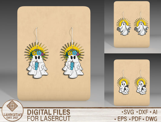 Halloween Halo Ghost Earrings SVG Bundle 3 Designs for xTool Glowforge LightBurn