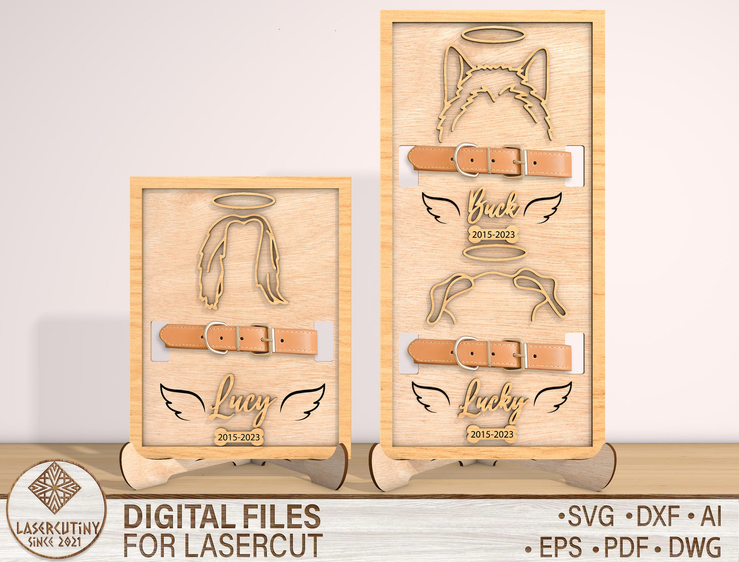 Dog Memorial Collar Holder SVG Laser Cut File for Glowforge