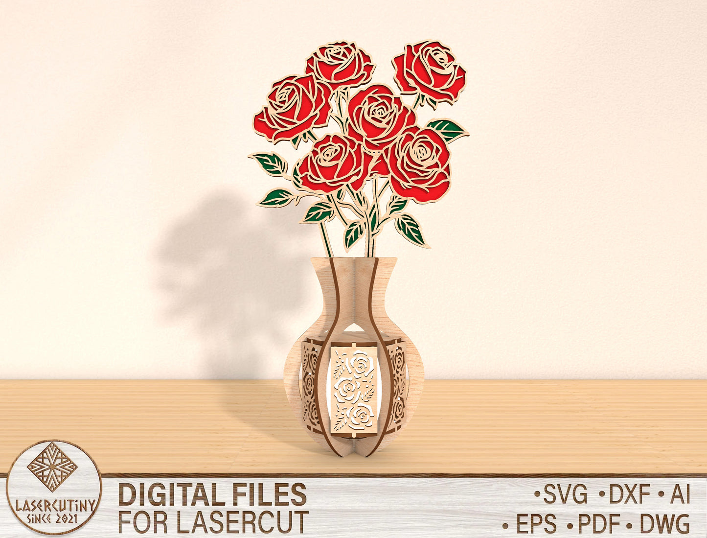 Rose Lantern SVG Romantic Candle Holder Laser Cut File for LightBurn and xTool