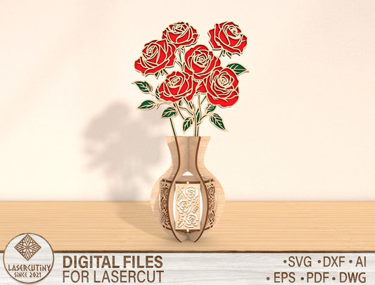 Rose Lantern SVG Romantic Candle Holder Laser Cut File for LightBurn and xTool