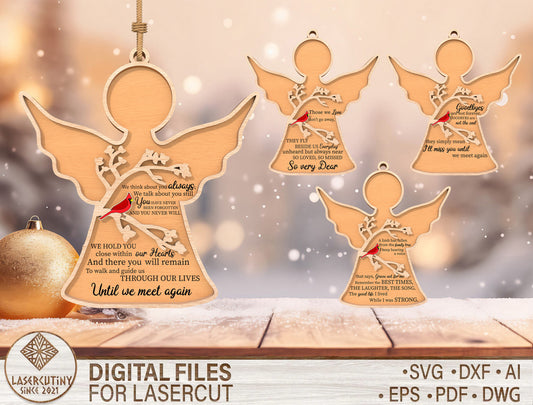 Angel Memorial Ornament SVG Laser Cut File Bundle