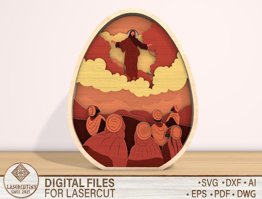 Multilayer Jesus Ascension SVG Christian Heaven Easter for LightBurn