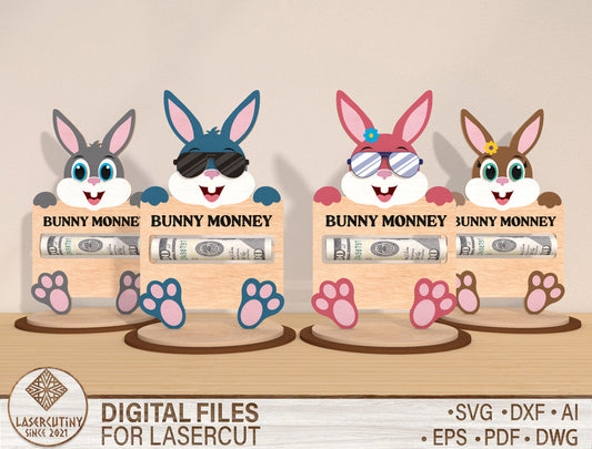 Bunny Money Holder SVG Bundle Cash Holder Easter for LightBurn and xTool
