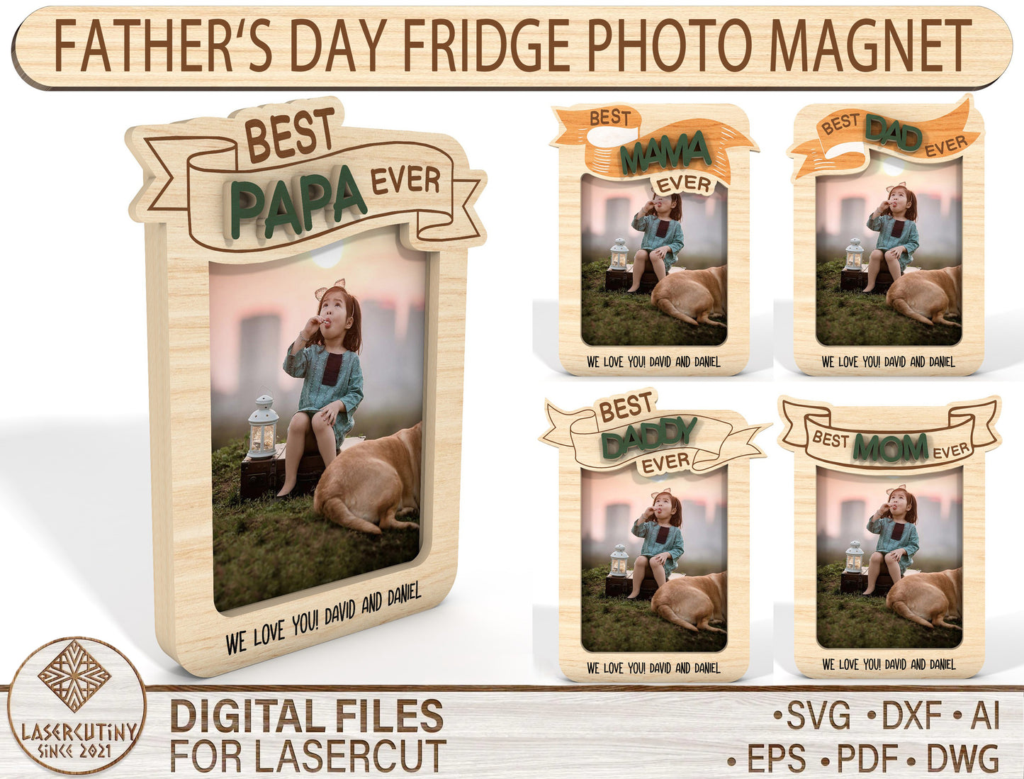 Ribbon Photo Frame Magnet SVG Bundle Laser Cut File for Glowforge and LightBurn