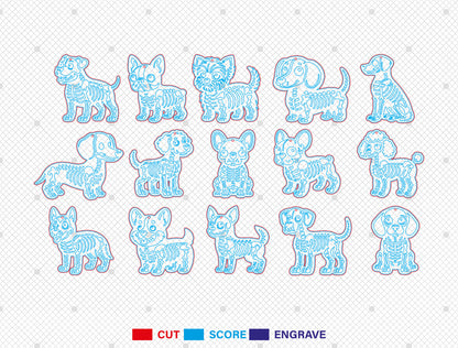 Skeleton Dog Earrings SVG Bundle for Glowforge xTool LightBurn