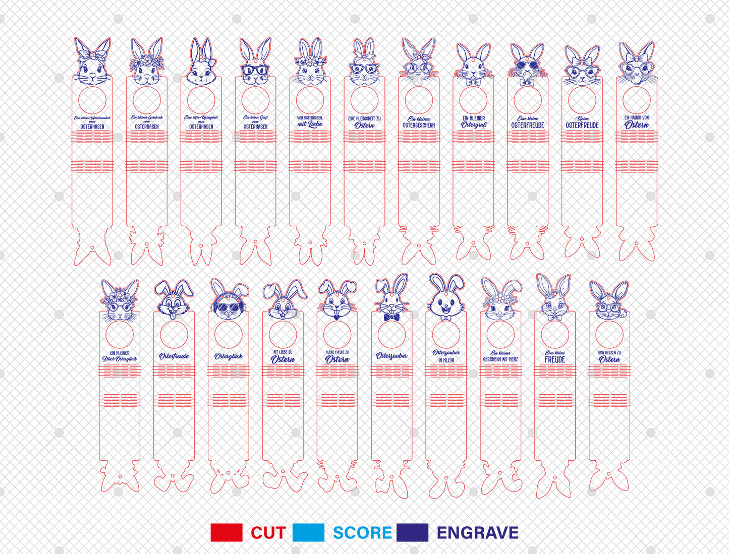 Easter Bunny Chocolate Holder SVG V2 Bundle 25 Designs for LightBurn