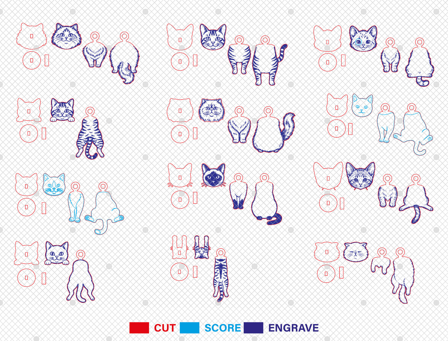 Moving Cat Magnet SVG Bundle for Glowforge and xTool