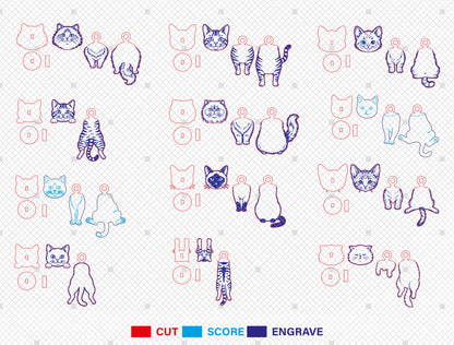 Moving Cat Magnet SVG Bundle for Glowforge and xTool