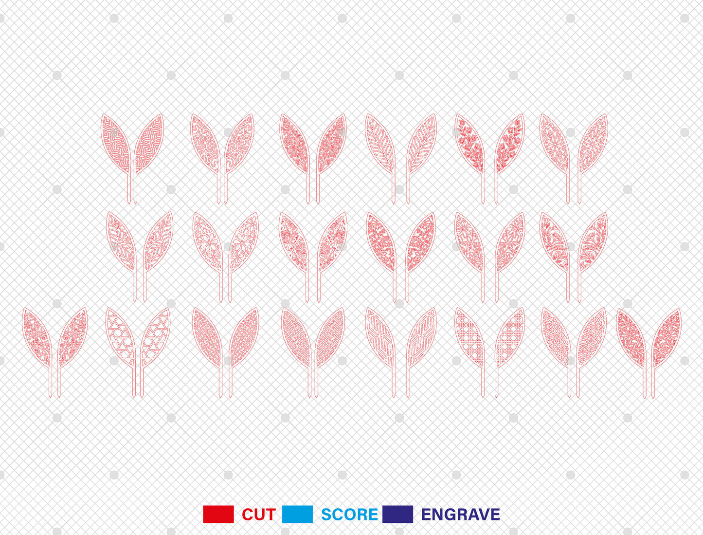 Bunny Ear Plant Stakes SVG Bundle Easter Garden for Glowforge and xTool