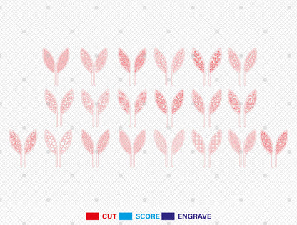 Bunny Ear Plant Stakes SVG Bundle Easter Garden for Glowforge and xTool