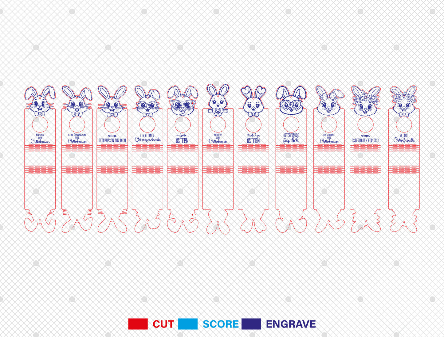 Easter Bunny Chocolate Holder SVG 9 Cute Designs for LightBurn and Glowforge