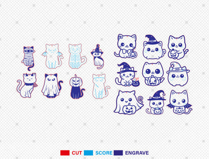 Halloween Cat SVG Bundle for Glowforge xTool LightBurn 16 Designs