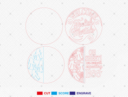 Welcome Foolish Mortals and Oh Sheet Ghost Door Hanger SVG Set for xTool LightBurn