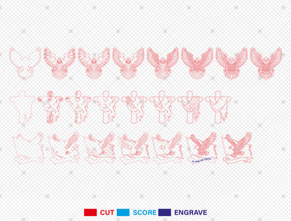 Patriotic Eagle and Cross Multilayer SVG Laser Cut File for Glowforge