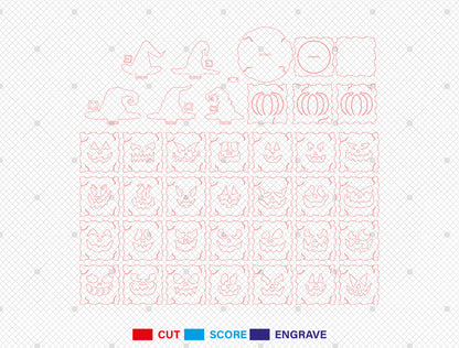 Halloween Pumpkin Face Lantern SVG Bundle Laser Cut File | 35 Pumpkin Face Designs | Spooky Light Decor | Glowforge, xTool, LightBurn, etc.