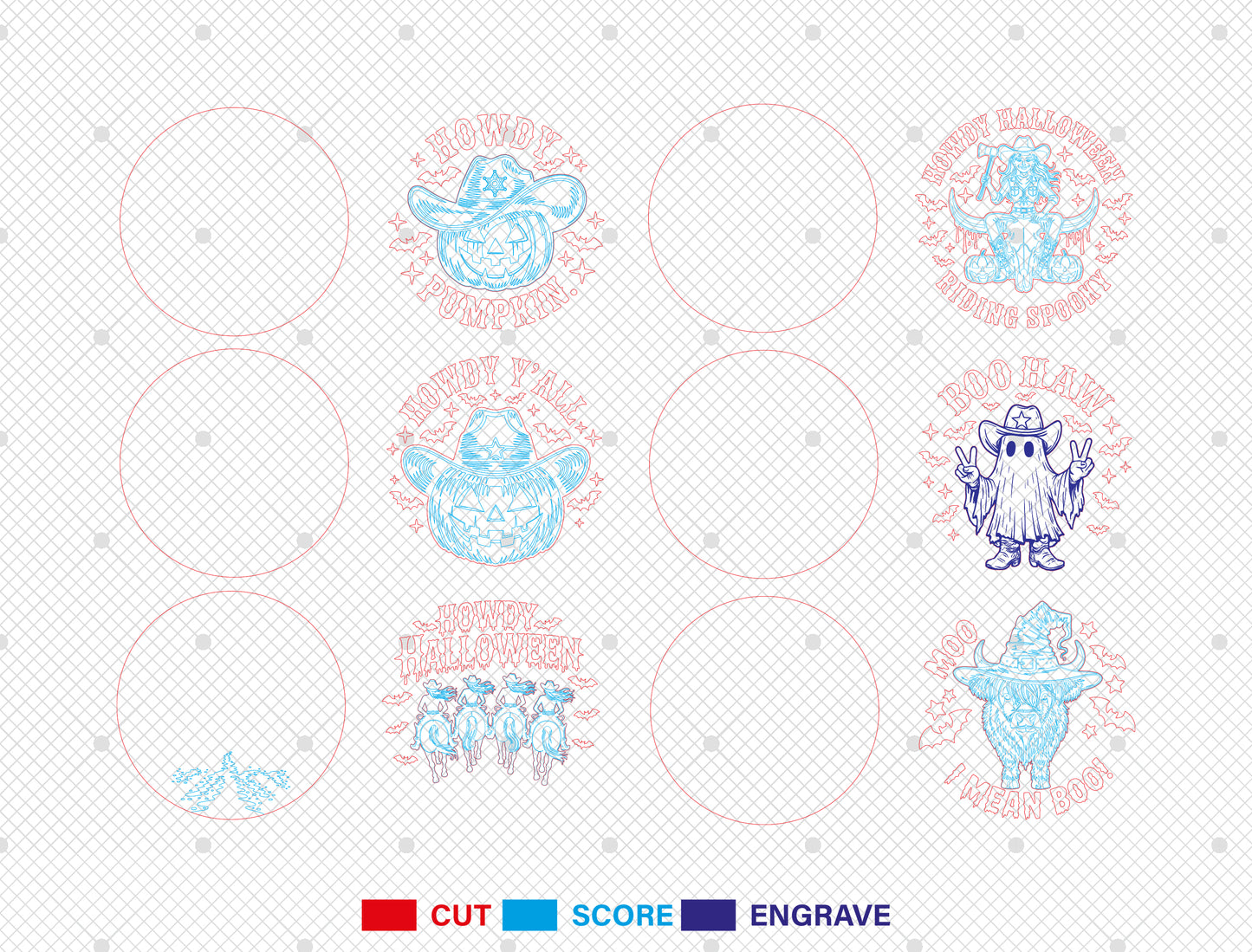 Howdy Halloween SVG Bundle Laser Cut File | 6 Western Halloween Designs | Funny Cowboy Decor | Glowforge, xTool, LightBurn, etc.