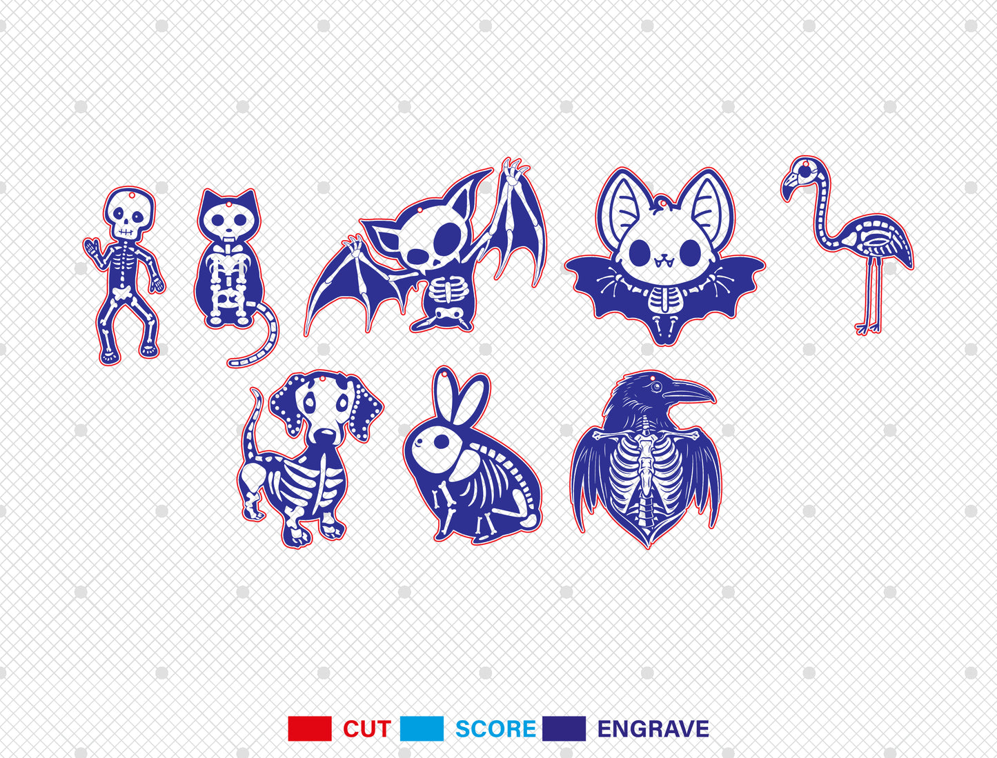 Halloween Skeleton Earrings SVG Bundle for Glowforge and xTool