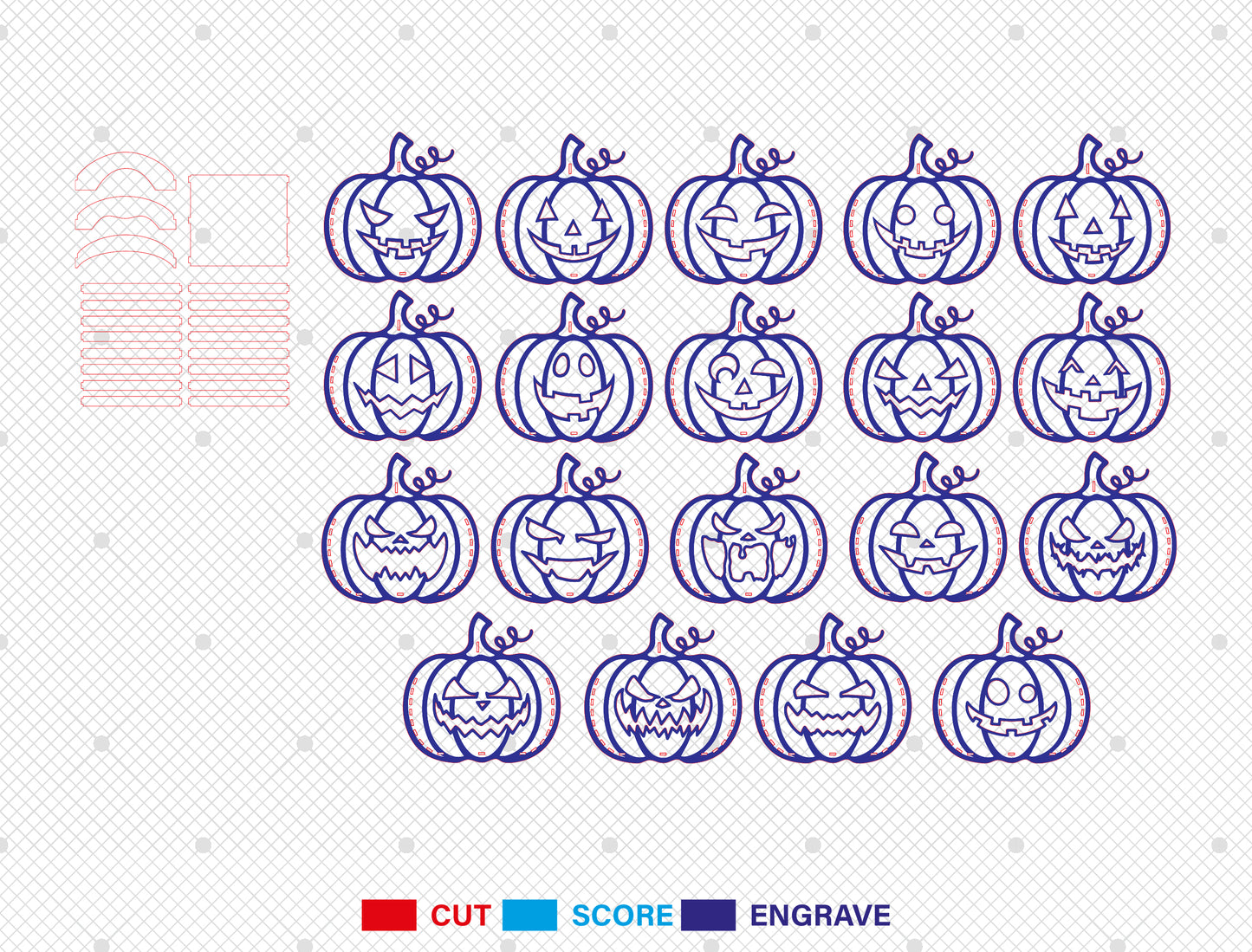 Halloween Pumpkin Face SVG Bundle Laser Cut File | 20 Jack O Lantern Designs | Spooky Wooden Decor | Glowforge, xTool, LightBurn, etc.