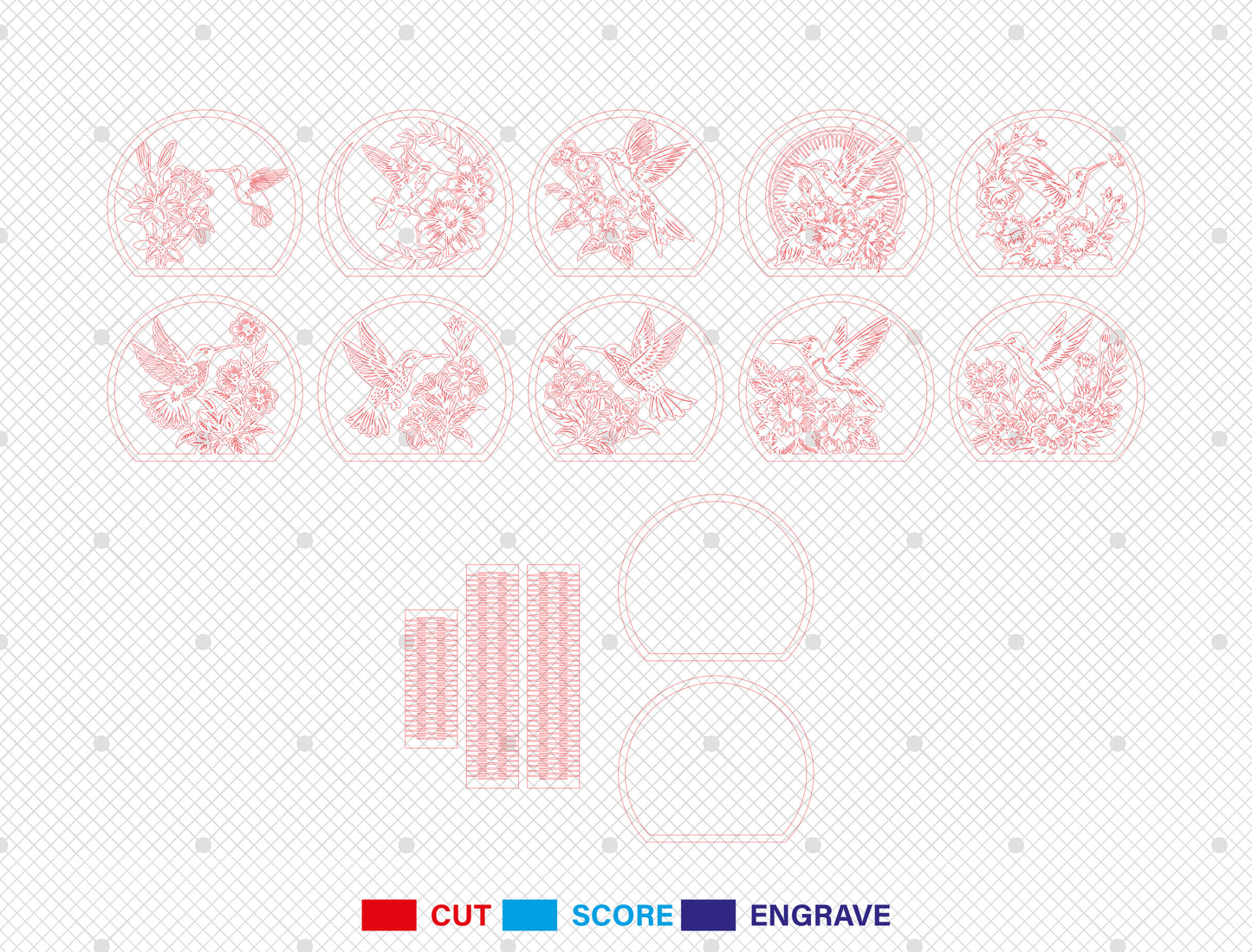 Hummingbird Lantern SVG Bundle for Glowforge xTool Laser Cut File