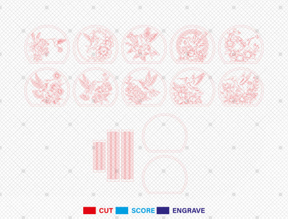 Hummingbird Lantern SVG Bundle for Glowforge xTool Laser Cut File