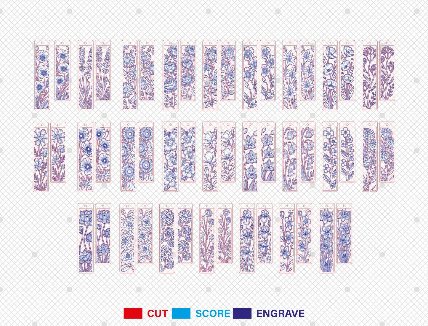 Floral Teacher Bookmark SVG Bundle Laser Cut File for Glowforge and xTool