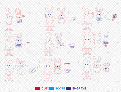 Easter Bunny Shelf Sitters SVG Bundle for LightBurn and Glowforge