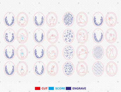 Personalized Bunny Chick Ornament SVG Bundle 16 Designs for Glowforge