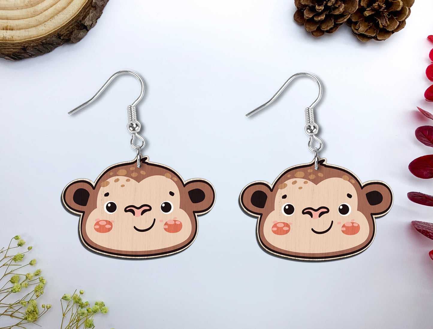 Cute Safari Animal Earrings SVG Bundle Laser Cut File