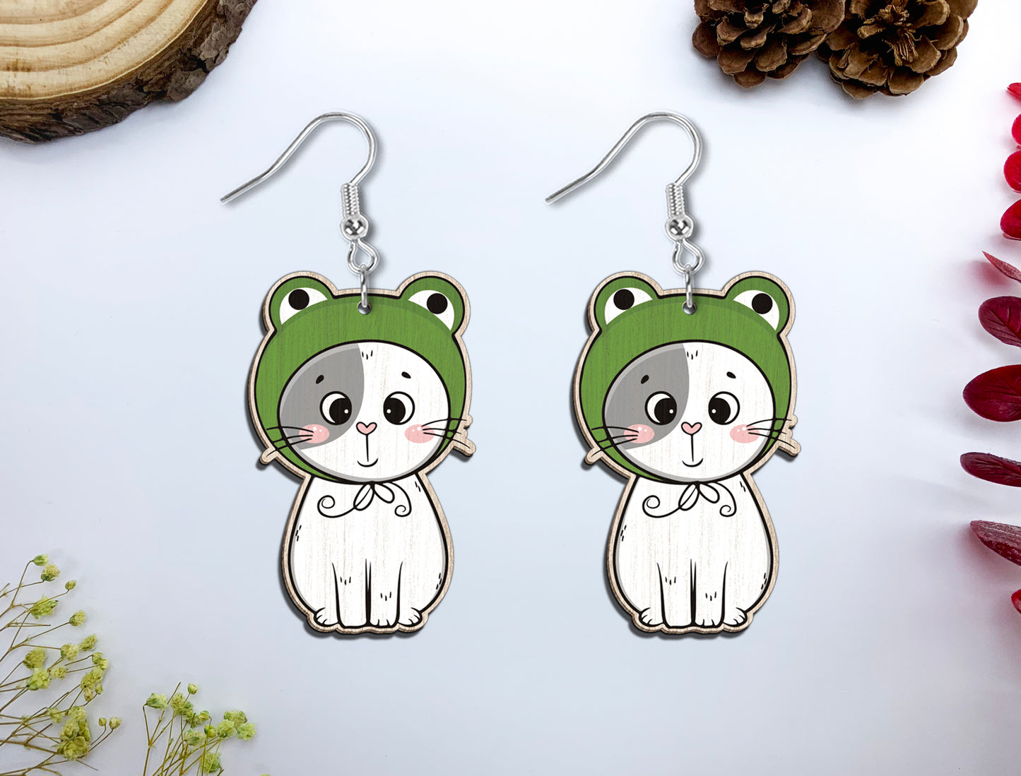 Cute Animal Costume Earrings SVG Bundle Laser Cut File