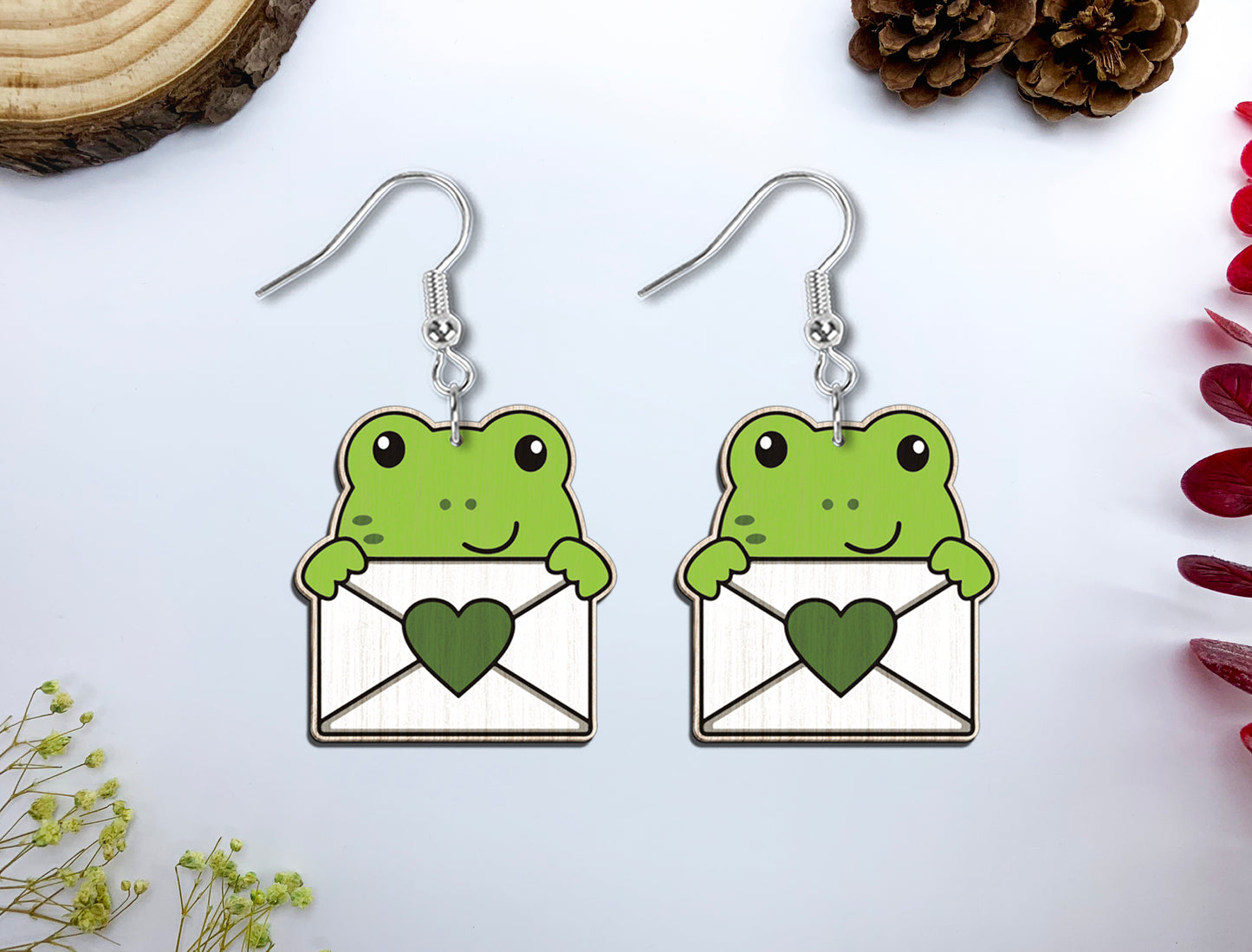 Cute Animal Love Envelope Earrings SVG Laser Cut File