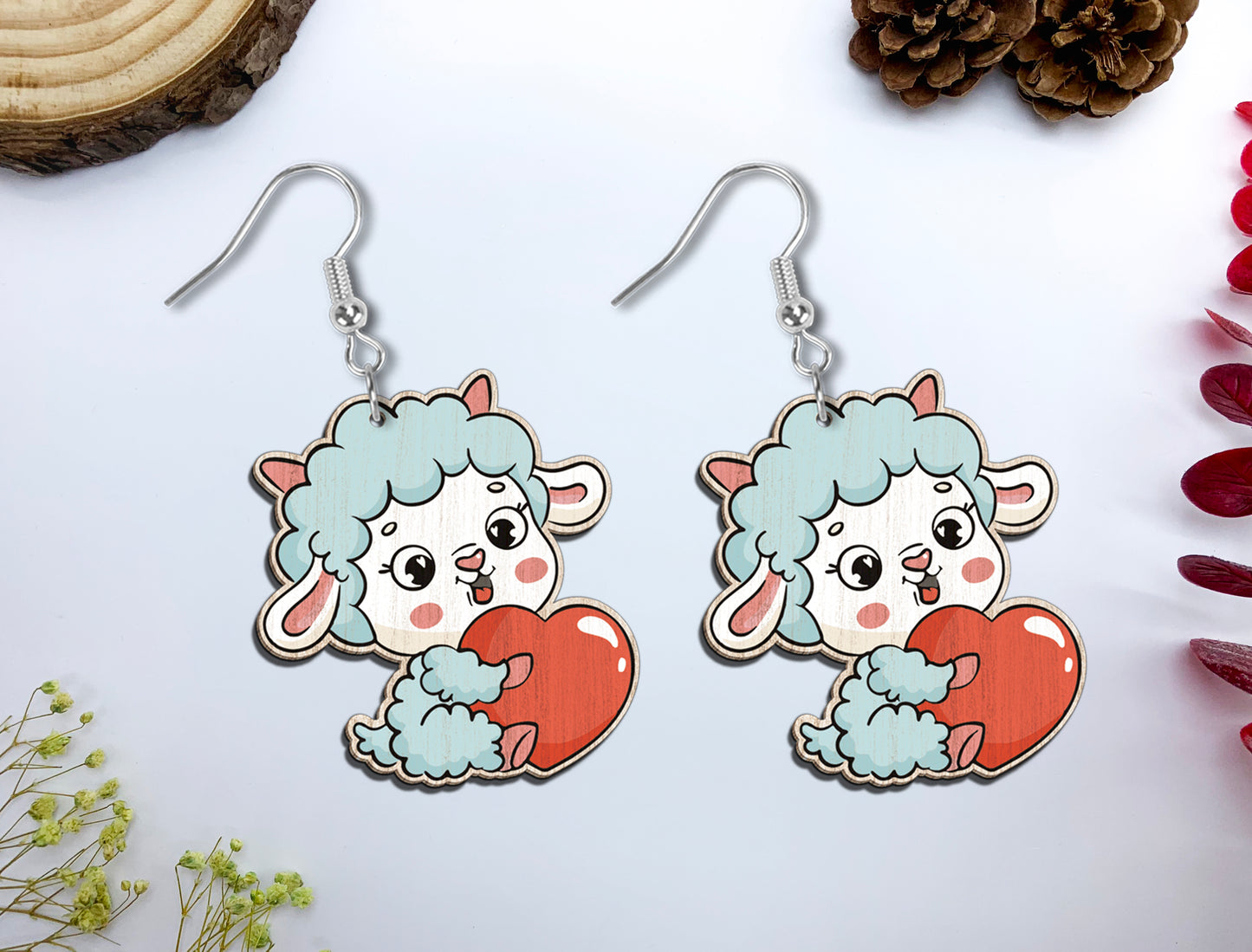 Cute Animal Heart Earrings SVG Bundle Laser Cut File