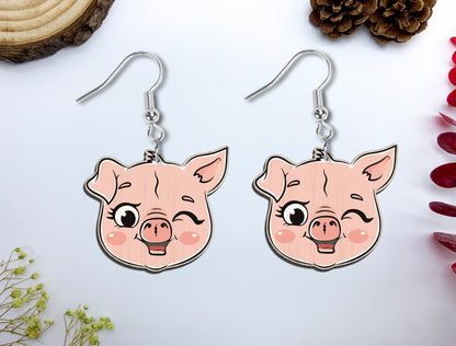 Cute Pig Face Earrings SVG Bundle Laser Cut File