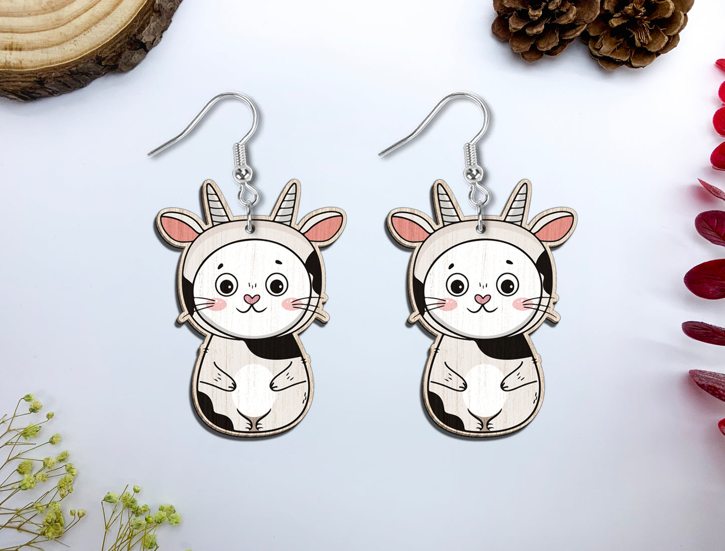 Cute Animal Costume Earrings SVG Bundle Laser Cut File