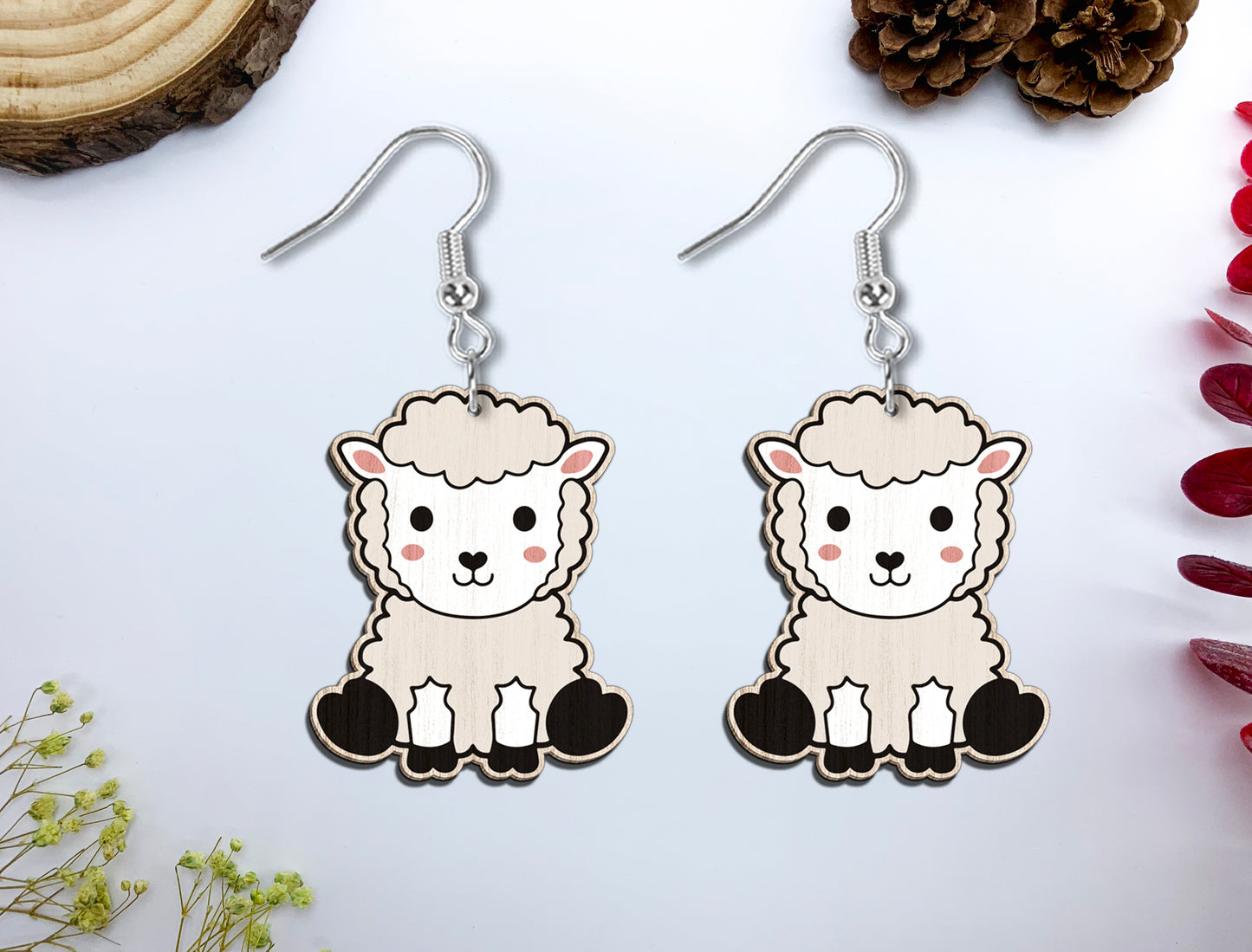 Cute Farm Animal Earrings SVG Laser Cut File for Glowforge