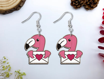 Cute Animal Love Envelope Earrings SVG Laser Cut File