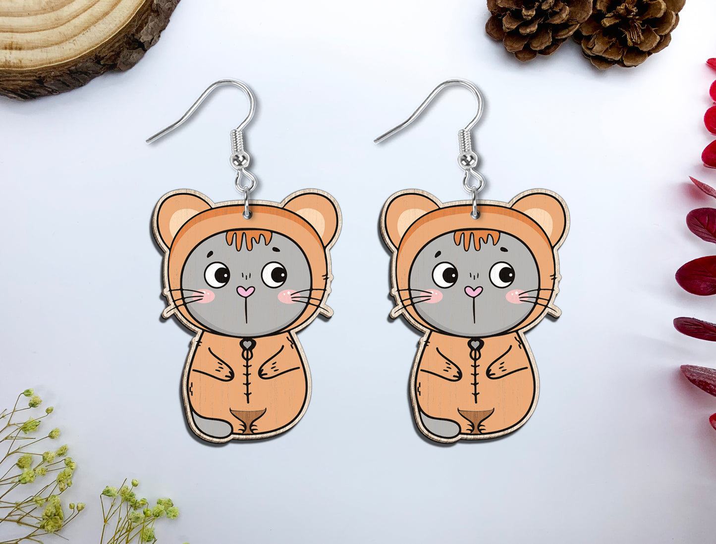 Cute Animal Costume Earrings SVG Bundle Laser Cut File