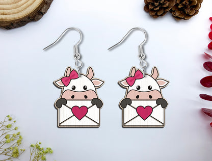 Cute Animal Love Envelope Earrings SVG Laser Cut File