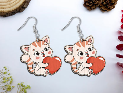 Cute Animal Heart Earrings SVG Bundle Laser Cut File