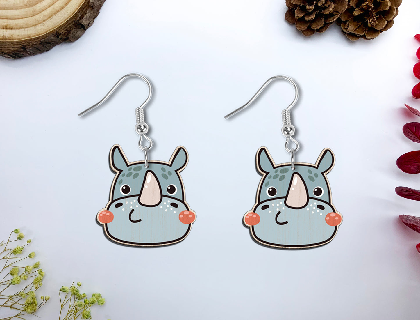 Cute Safari Animal Earrings SVG Bundle Laser Cut File