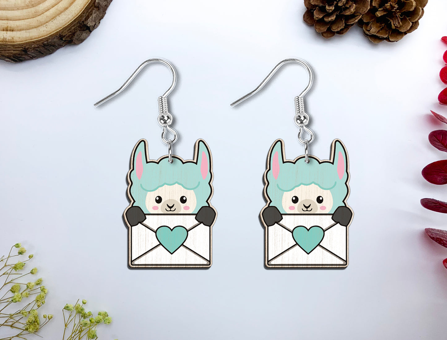 Cute Animal Love Envelope Earrings SVG Laser Cut File
