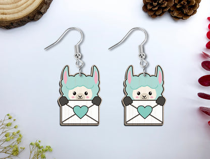 Cute Animal Love Envelope Earrings SVG Laser Cut File