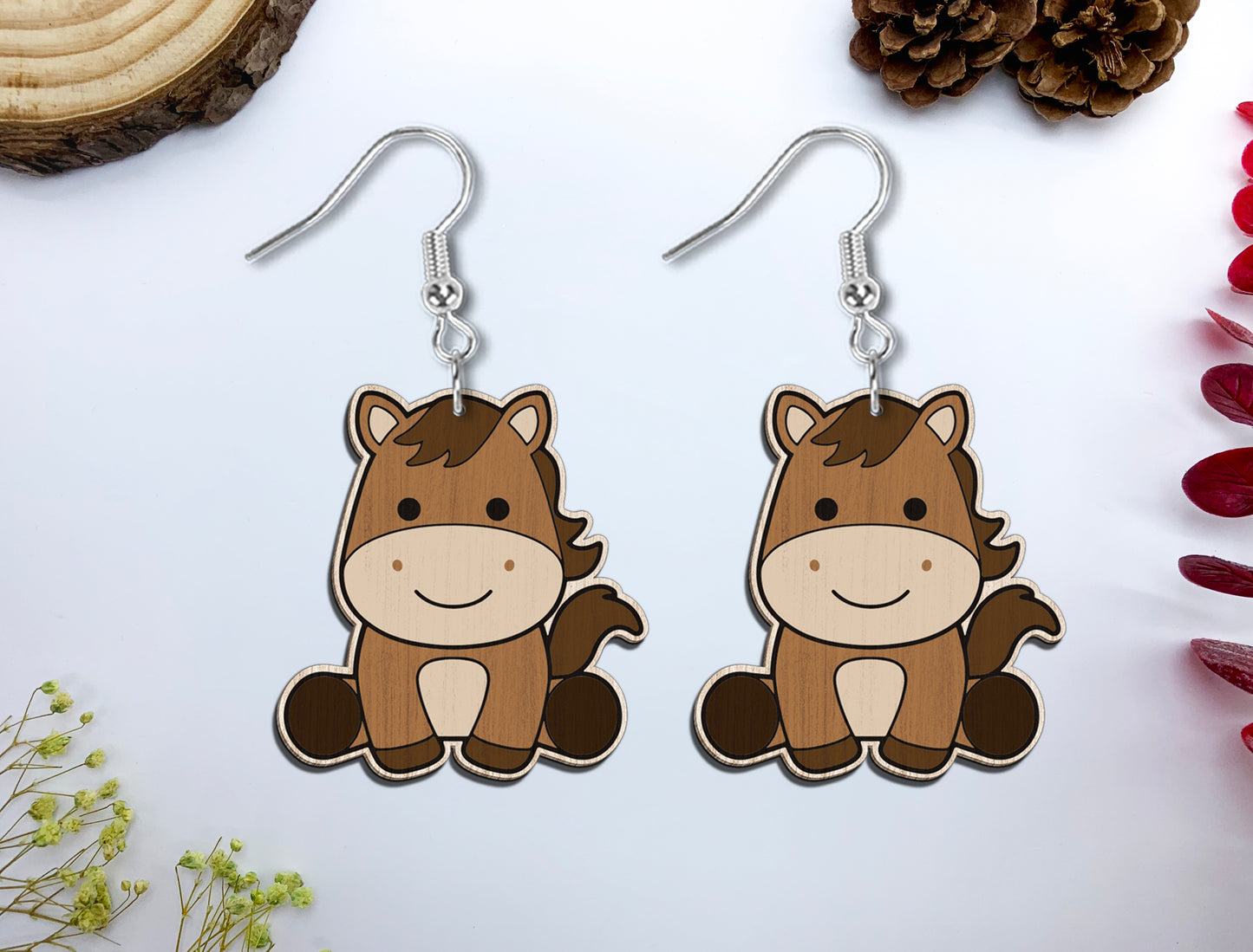 Cute Farm Animal Earrings SVG Laser Cut File for Glowforge