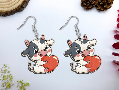 Cute Animal Heart Earrings SVG Bundle Laser Cut File