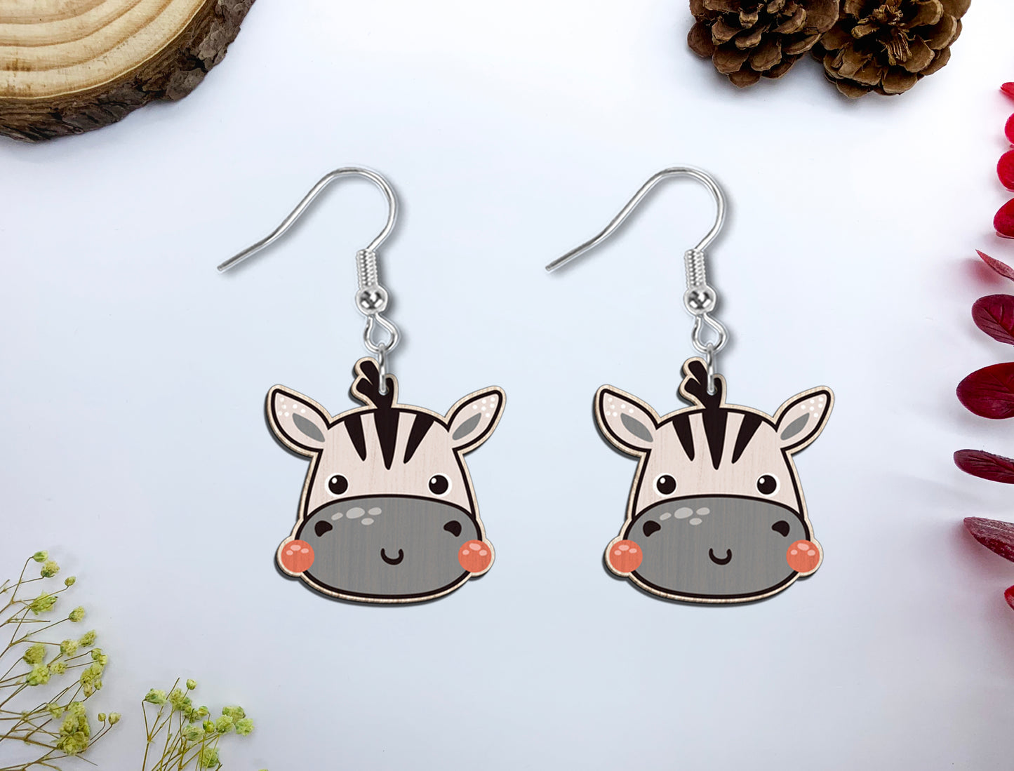Cute Safari Animal Earrings SVG Bundle Laser Cut File